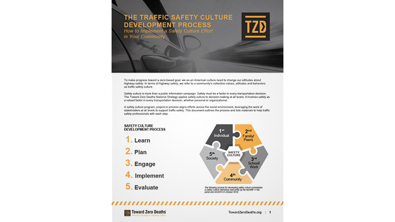 screen shot of flyer on overview of the process for developing traffic safety culture