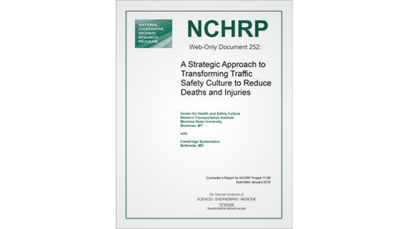 cover of NCHRP document 252 on strategic traffic safety culture to reduce traffic fatalities and injuries