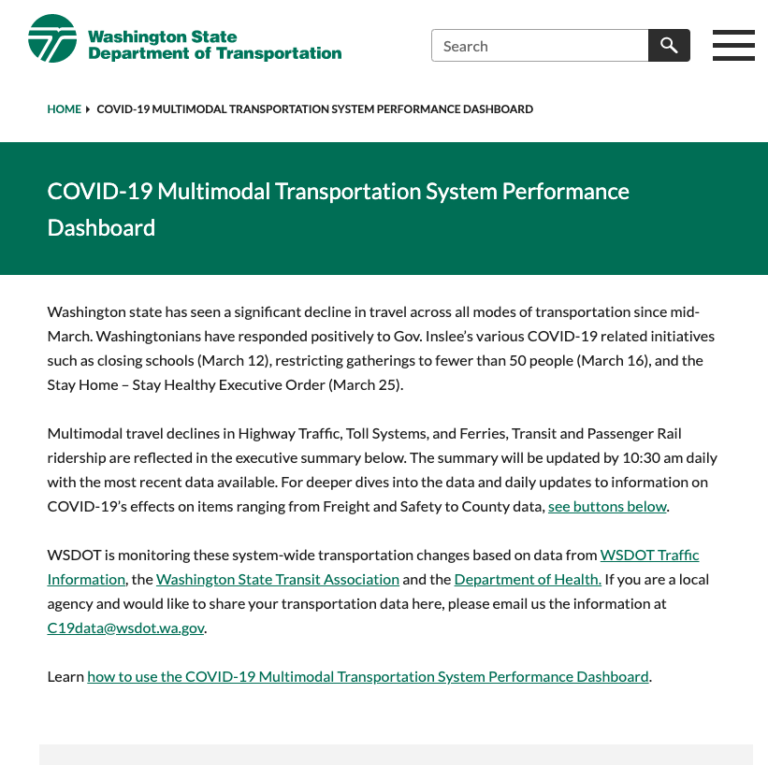 Thumbnail for WashDOT Covid-19 Transportation Report