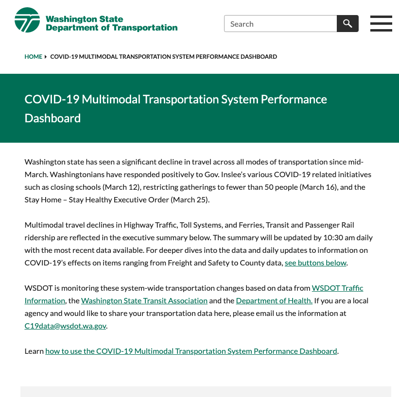 Thumbnail for WashDOT Covid-19 Transportation Report