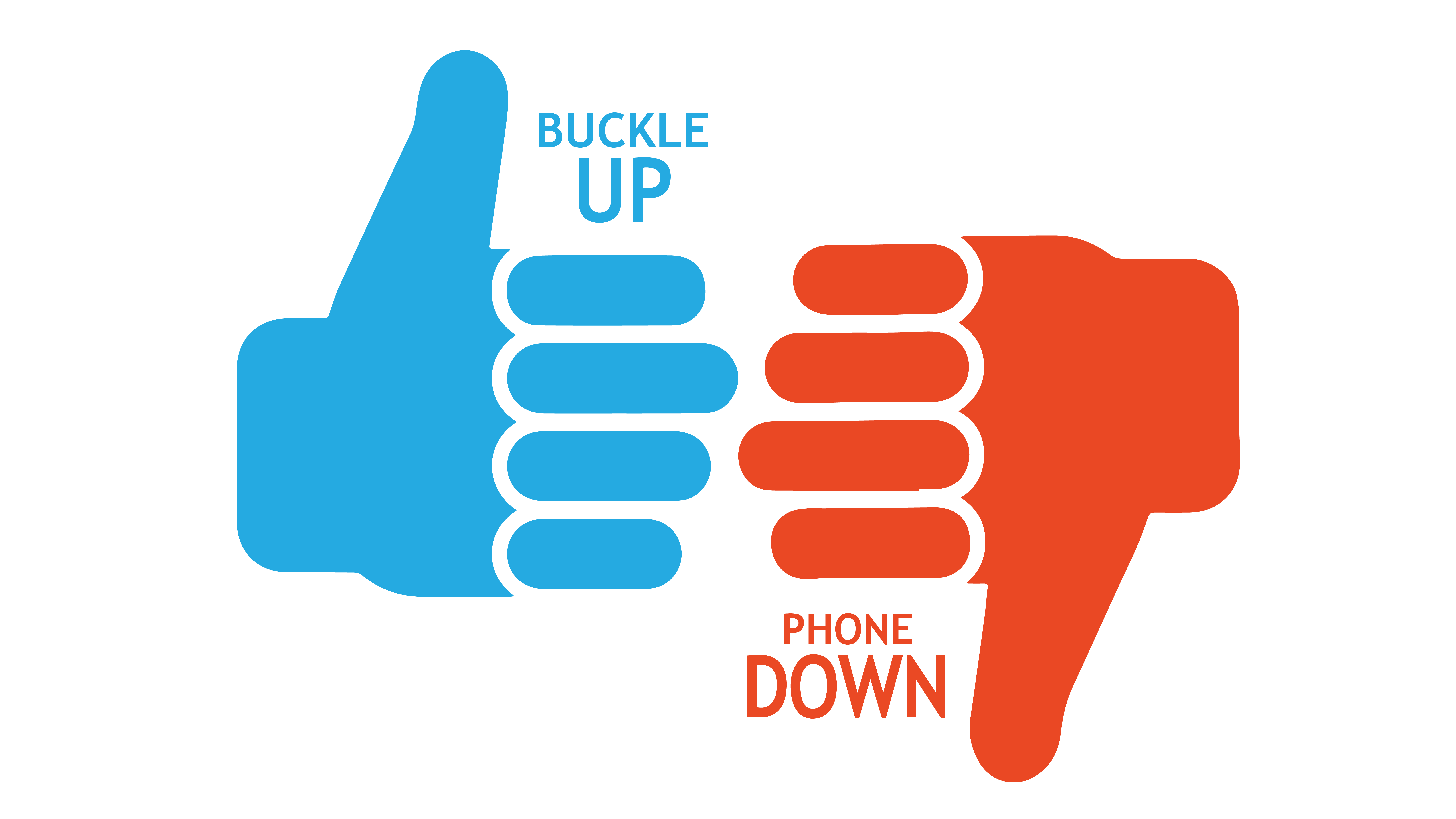 Buckle up Phone Down Thumbs Logo Toward Zero Deaths