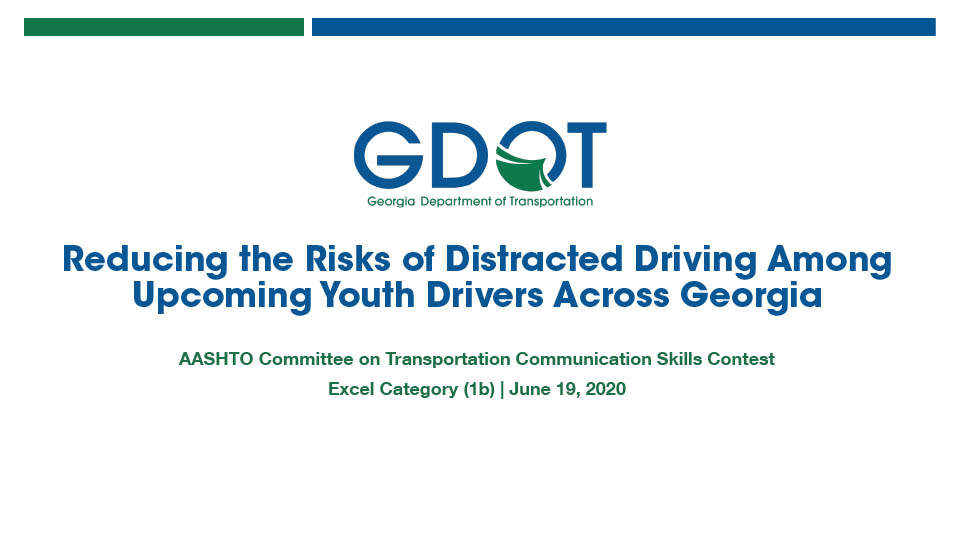 Georgia Department of Transportation GDOT - distracted driving campaign among for youth drivers - pdf cover