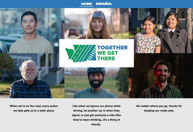 Screenshot of Together We Get There Washington DOT website