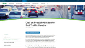 Zero Traffic Deaths 2050 website screenshot